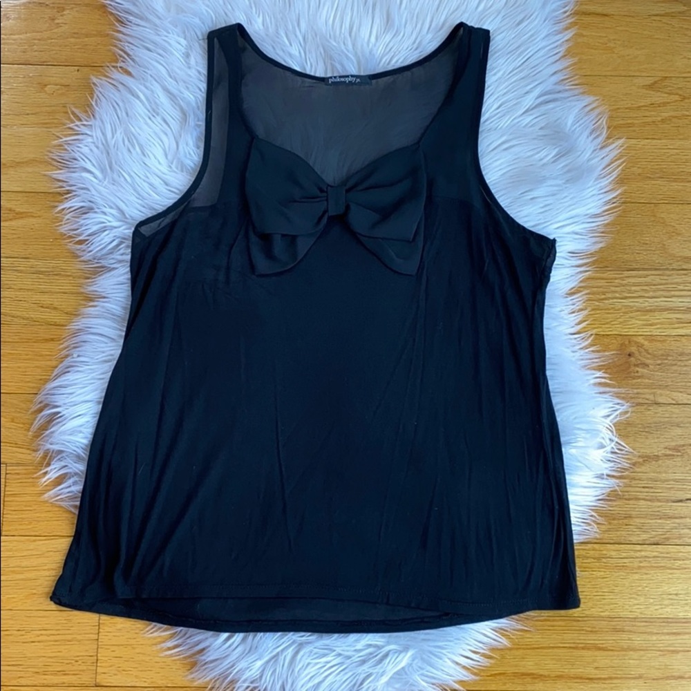 Philosophy black bow tank top